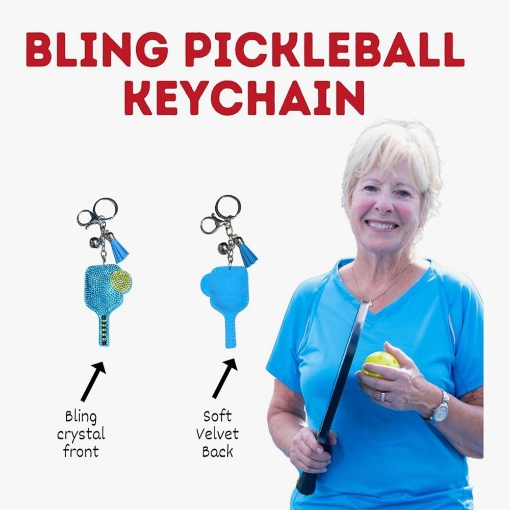 Pink Pickleball Rhinestone Keychain/purse charm!! - Picture 4 of 4